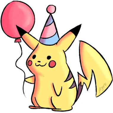 Pikachu Birthday Card - Pikachu With A Party Hat - Full Size PNG ...