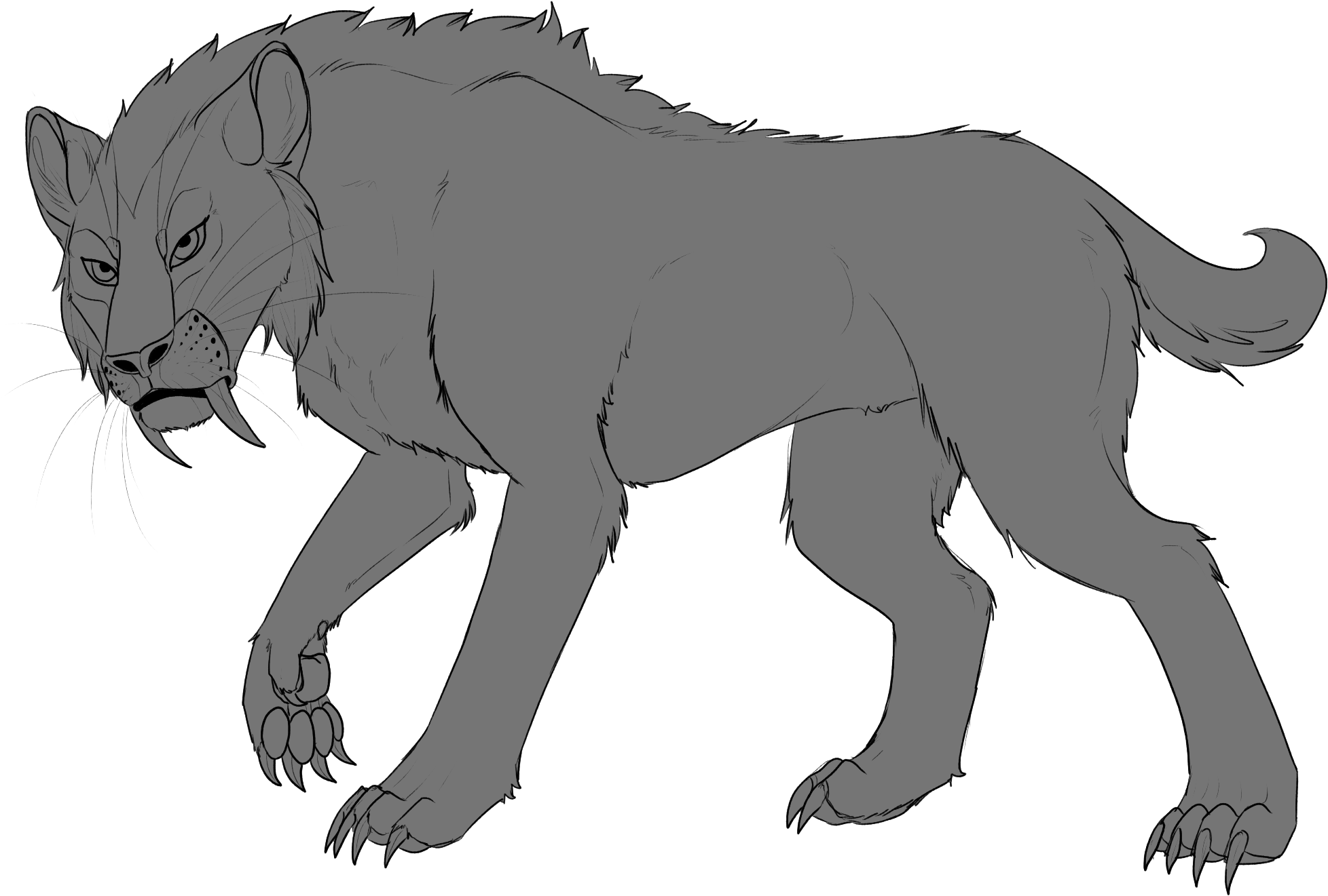 Free Smilodon Line Art By Artha Demon On Deviantart - Free Smilodon Line Art By Artha Demon On Deviantart (2027x1376)