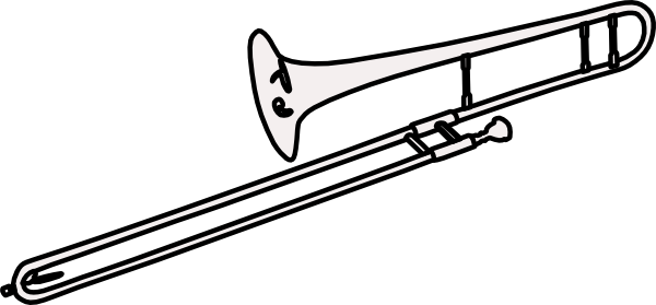 Trombone Clipart Black And White - Line Art - (600x279) Png Clipart ...