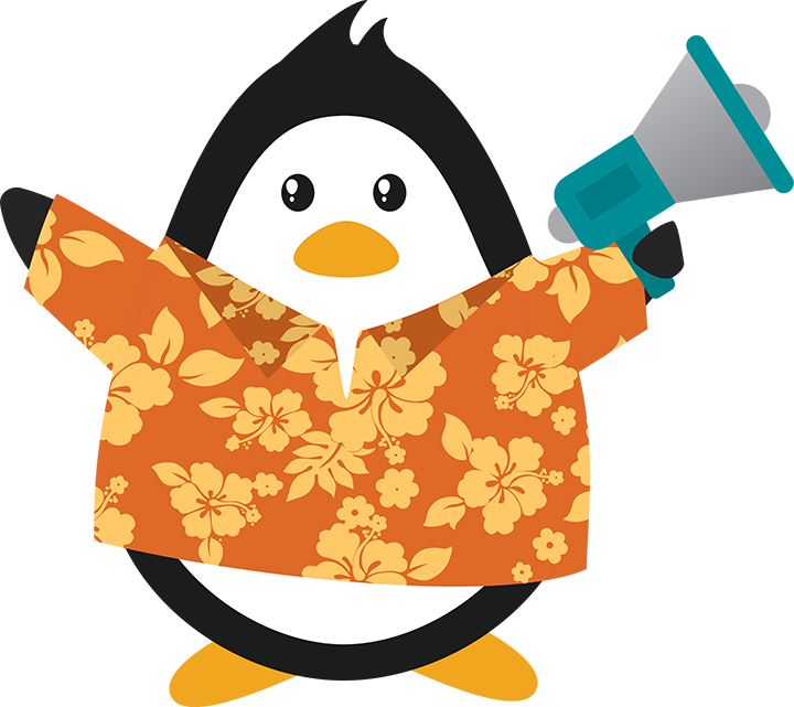 Get Loud Penguin - Black Hibiscus Flower Background (720x641)