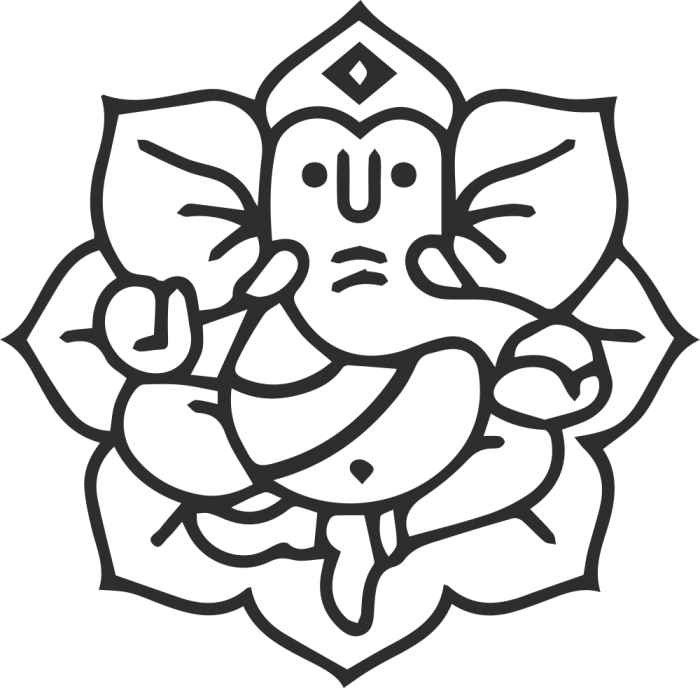 Sticker Symbole Ganesh 6 - Drawing Ganesh With Flower - (700x688) Png ...