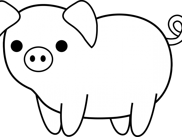 Pork Clipart Black And White - Pig Outline Black And White - Full Size ...