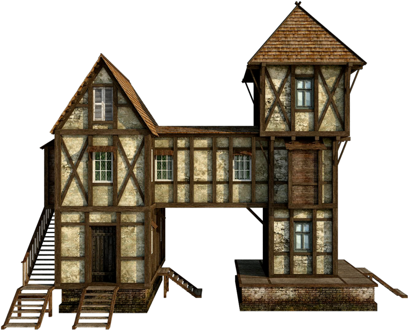Wooden House Png Free Download - Medieval House Png (1280x679)