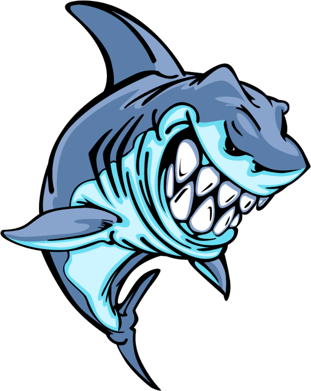 Mq Sticker - Mean Cartoon Shark - (1024x1024) Png Clipart Download