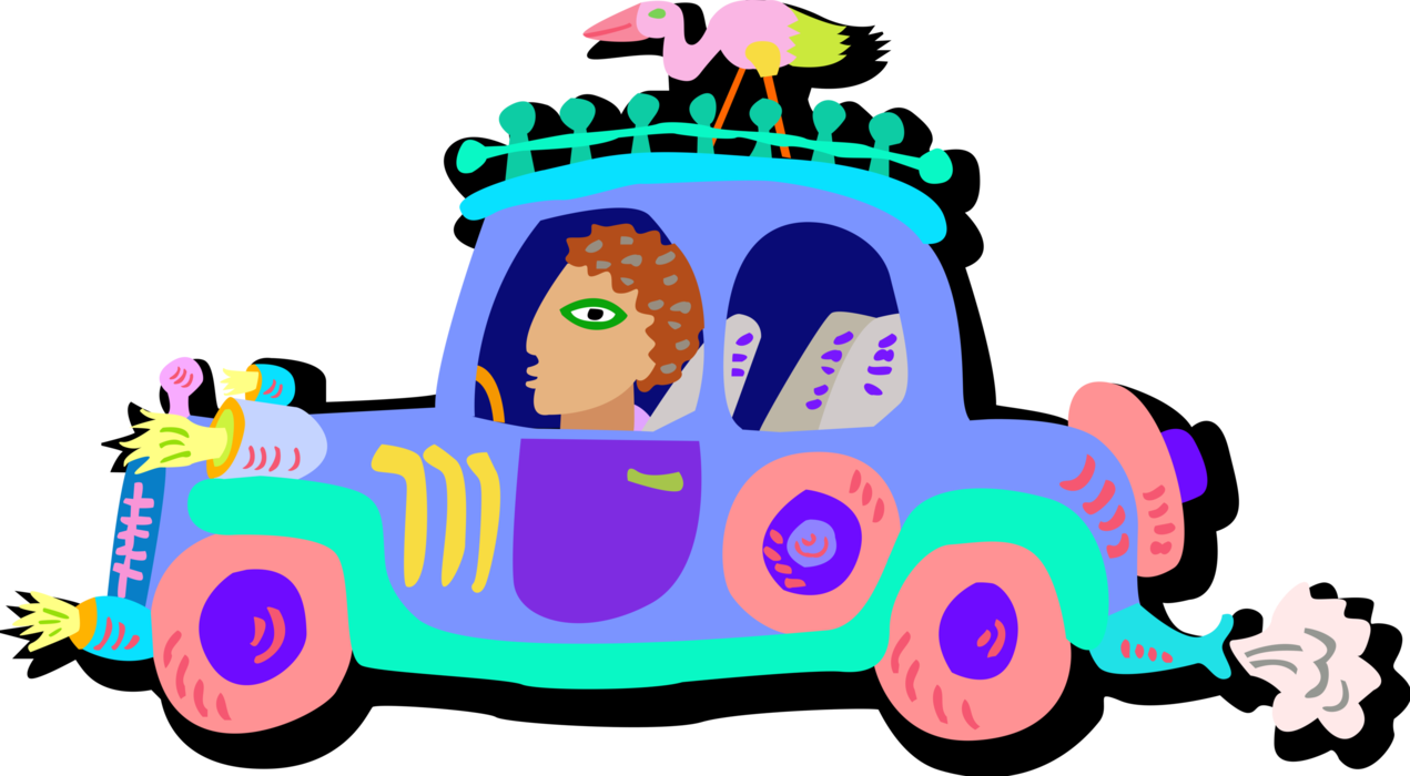 Vector Illustration Of Motorist Driving Colorfully - Vector ...