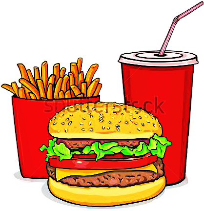 Drawing Of Burger And Fries - (418x432) Png Clipart Download