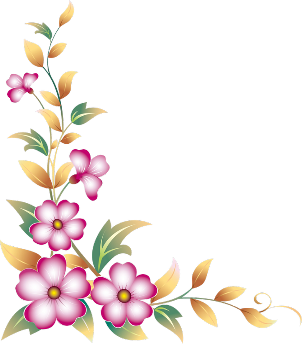 #pink #rosas #flores #marcofotos - Flower Corner Border Design Png ...