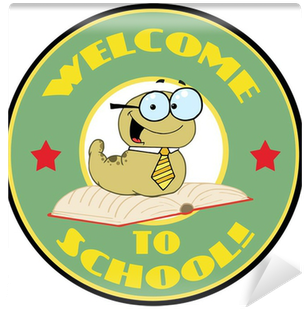 Green Worm On A Green Welcome To School Circle Wall - Welcome Back To School Circle (400x400)