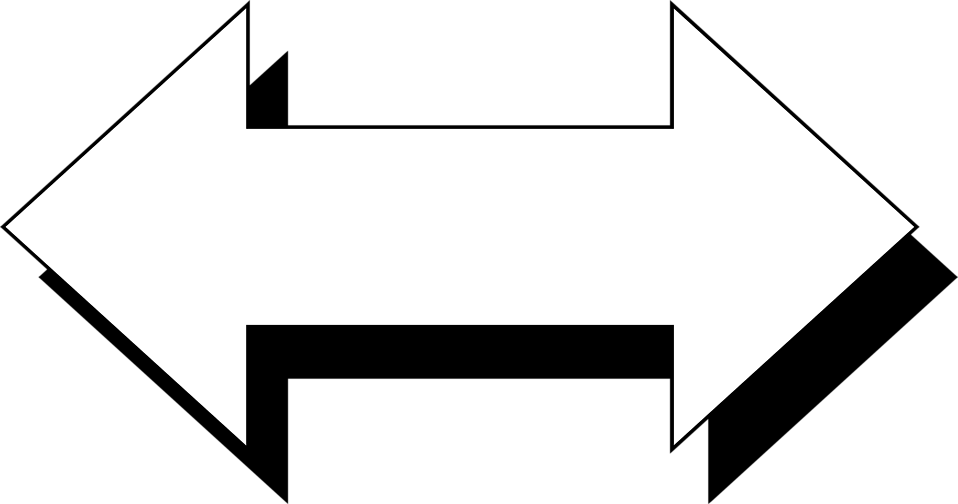 White Horizontal Arrow With A Black Shadow Clipart - Arrows Black And White (958x504)