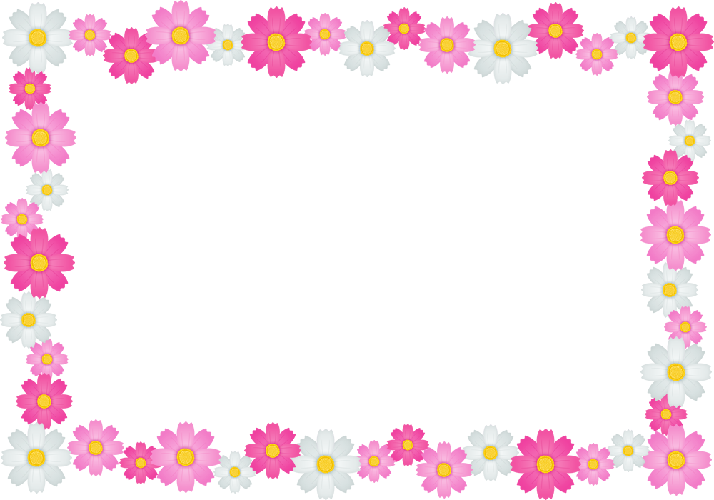コスモスの花のフレーム囲み枠イラスト 長方形 Borderpink 1000x700 Png Clipart Download
