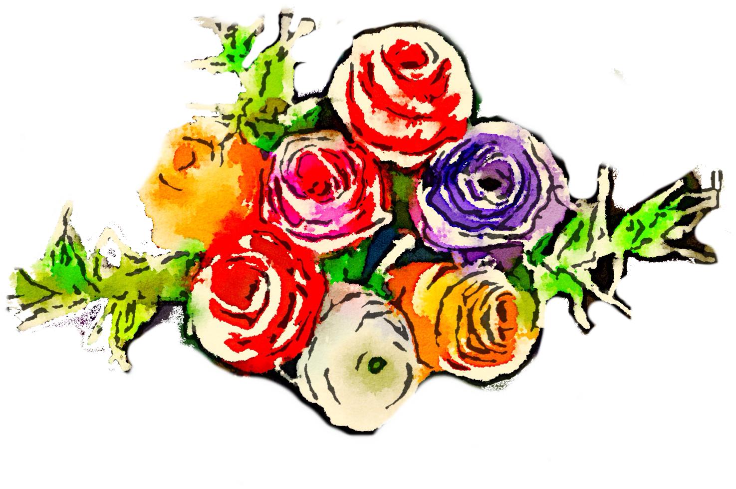 Free Watercolor Png Multi Colored Flowers By Anjelakbm - Free Png Clipart Watercolor Flowers (1600x1131)