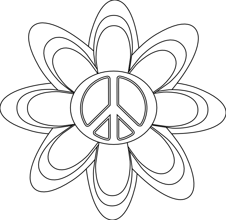 Free Coloring Pages Of Hearts Free Printable Peace - Peace Sign Flowers Coloring Pages (777x759)
