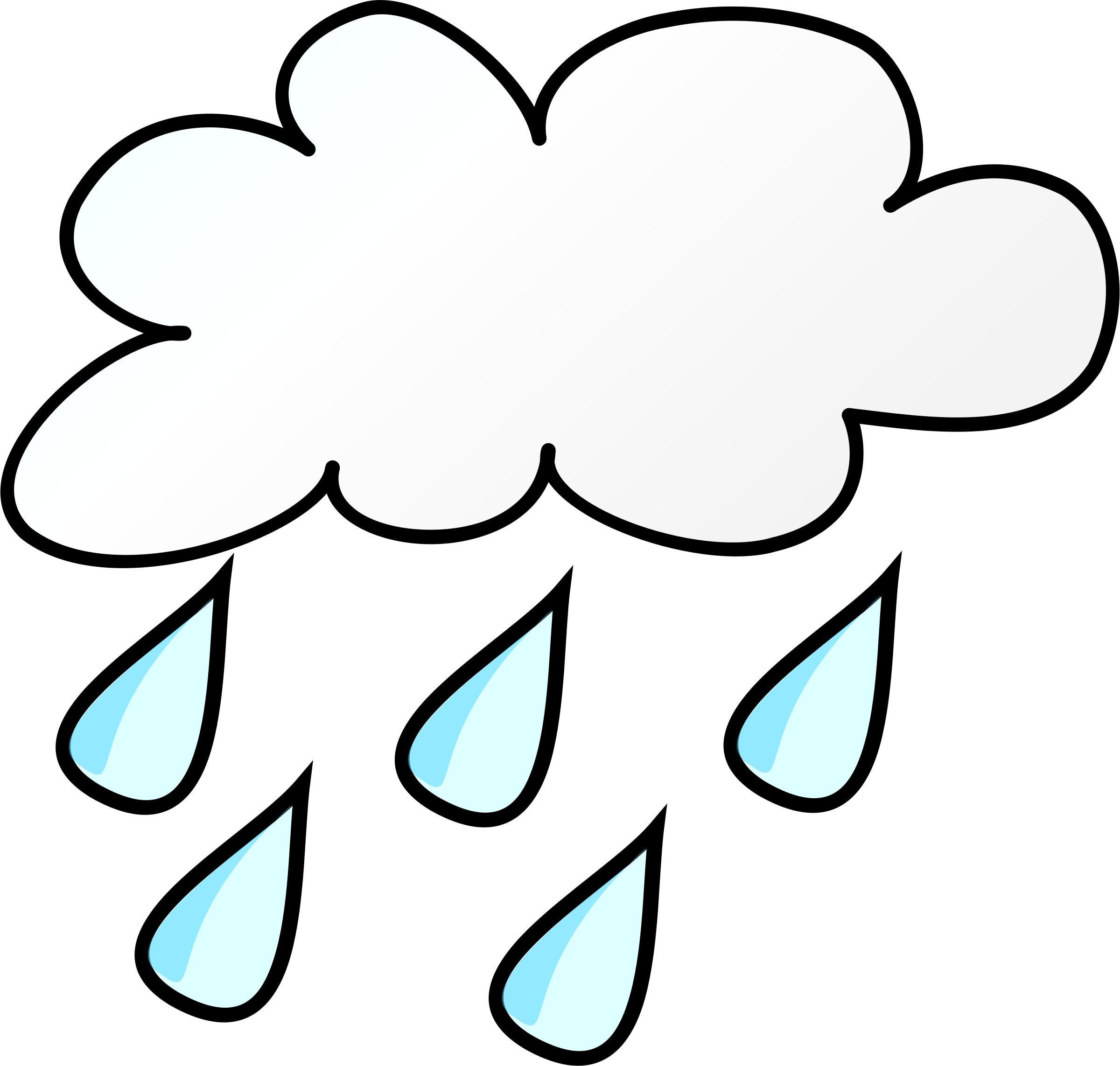 Cartoon Rain Cloud Clip Art - Rainy Weather Clip Art - (2400x2285) Png