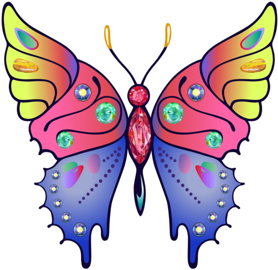Rainbow Colors Butterfly Papillons - Бабочка Цветная (600x578)