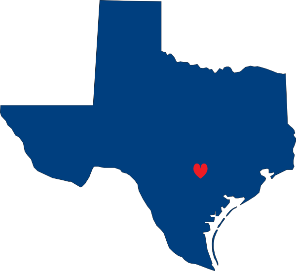 Texas - Outline - Clipart - Texas With Heart On Houston (600x550)