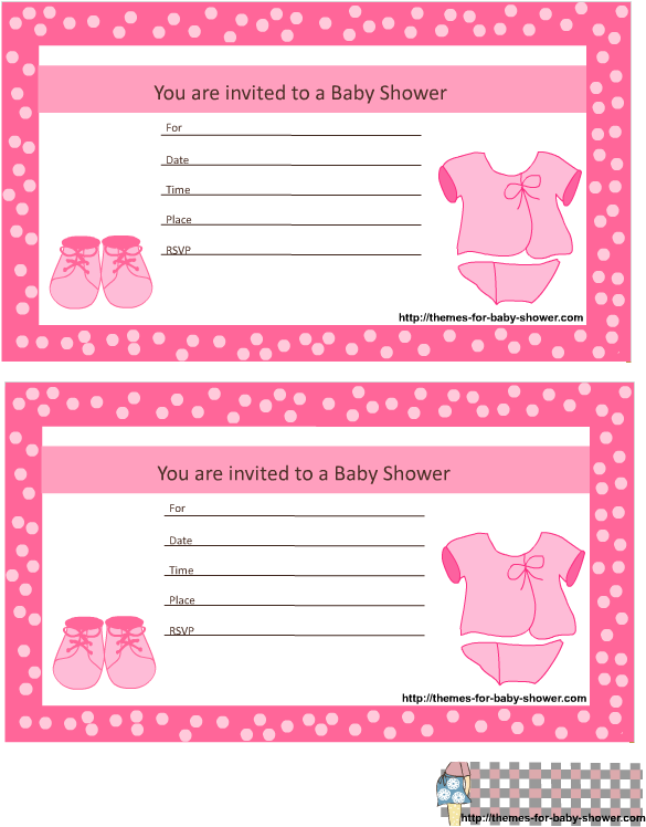 Pink Baby Shower Invitations 5 Borders Free Printable - Pink Baby ...