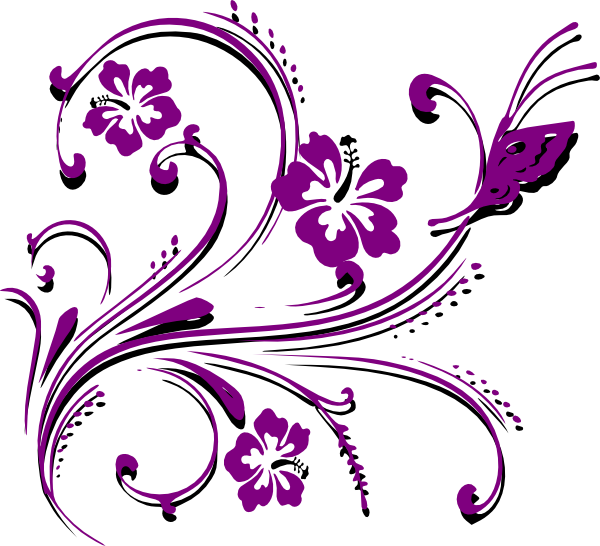 Purple Swirl Clip Art - Clip Art Png Bunga (600x546)
