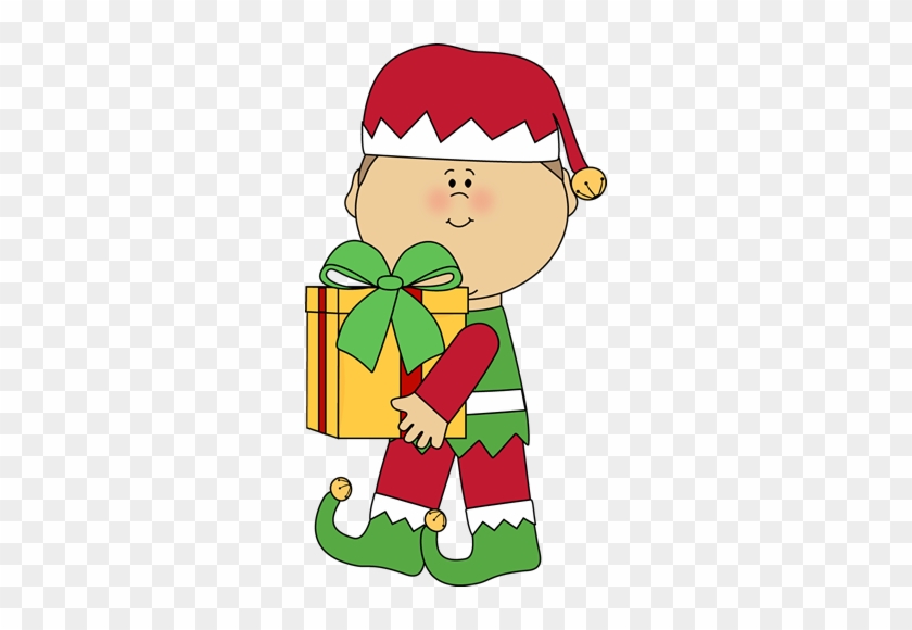 Christmas Elf Carrying A Christmas Gift - Christmas Day #5428