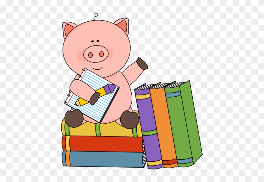 Pig Sitting On Books - Book #12123