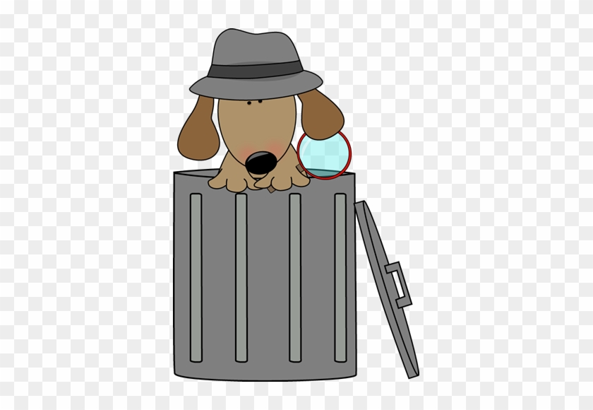 Dog Looking For Clues In A Trash Can - Cute Trash Can Clipart #13119