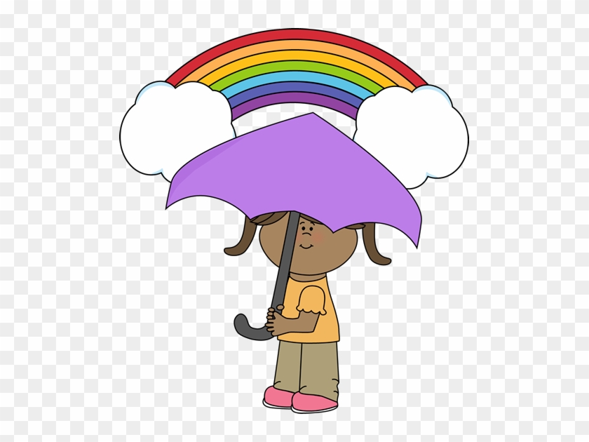 Rainbow And Girl - Rainbow Umbrella Clip Art #14136