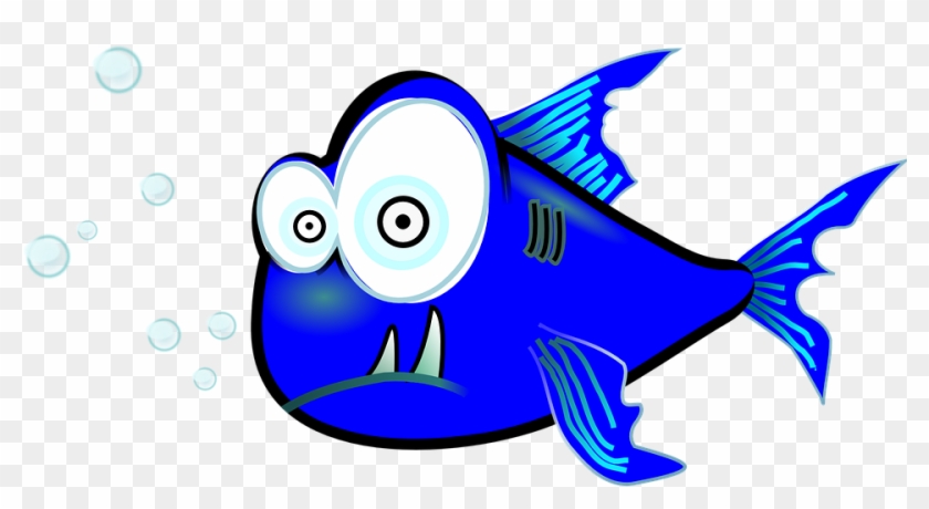 Piranha, Fish, Funny, Weird, Blue - Piranha Clip Art #18004