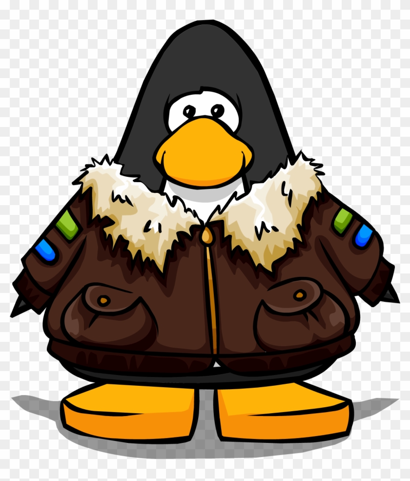 Leather Pilots Jacket On A Player Card - Club Penguin Drum #469467