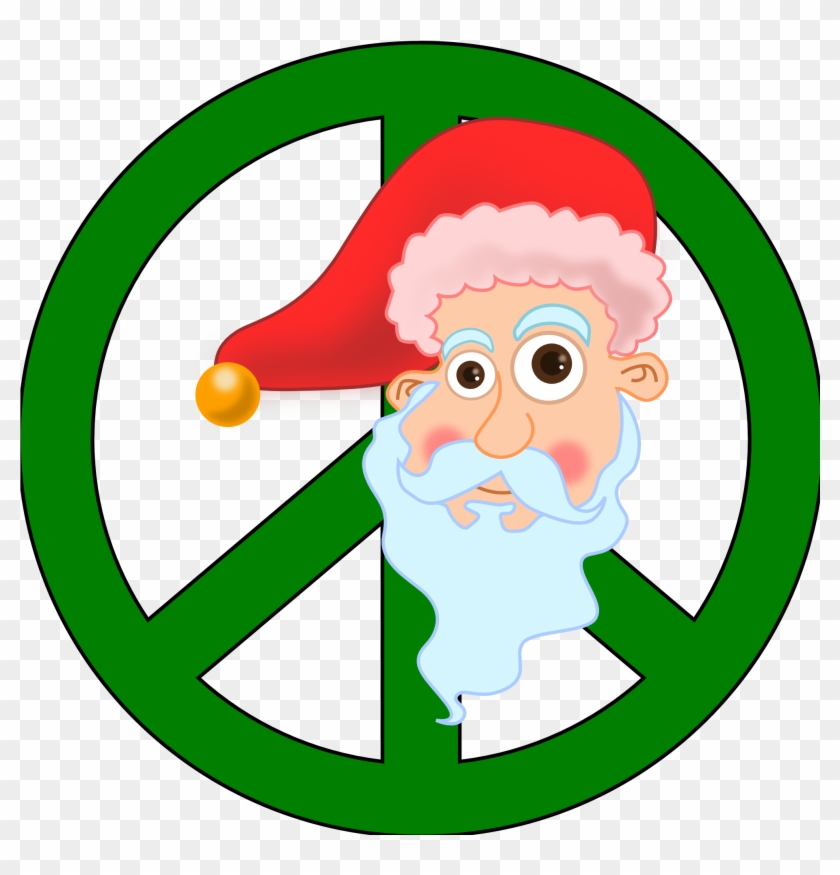 Santa Head Christmas Xmas Peace Symbol Sign Coloring - Santa Claus #470620