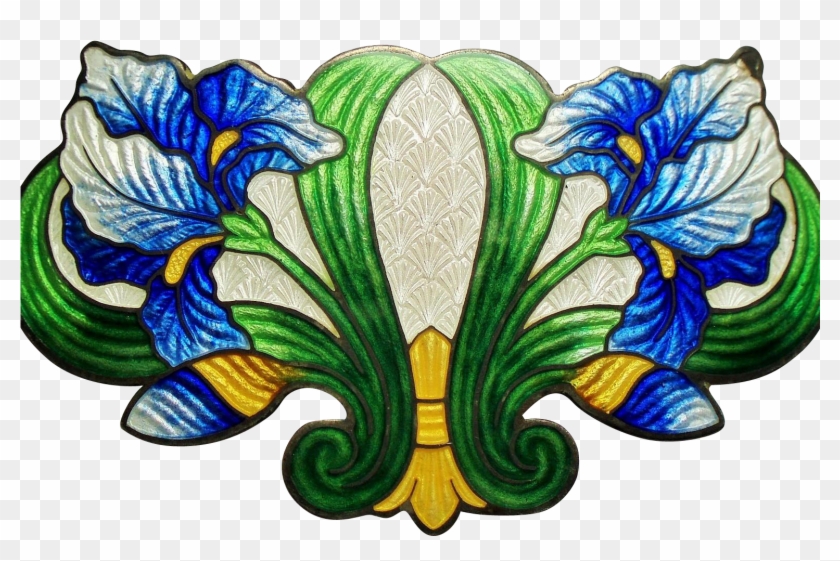 Antique Early 1900's Art Nouveau Champleve Enamel Irises - Iris - Full ...