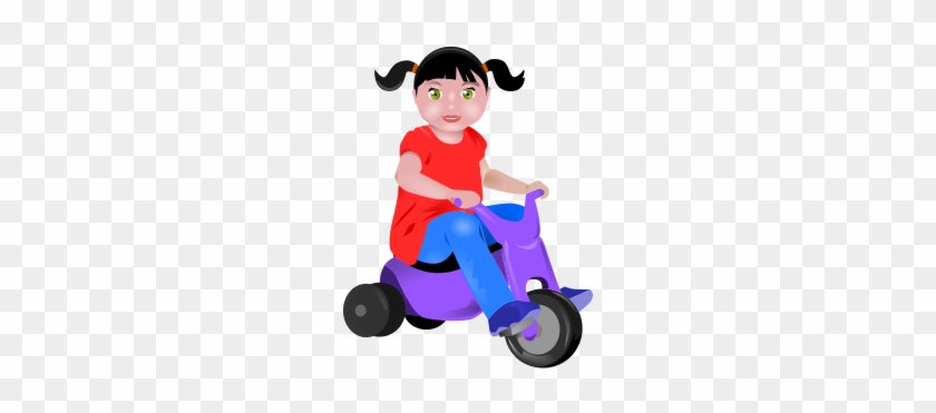 Toddler On Tricycle Clipart, Vector Clip Art Online, - Girl #489482