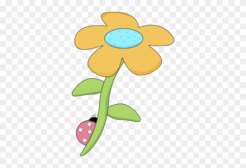 Yellow Spring Flower With A Ladybug Clip Art - My Cute Graphics Spring #489627