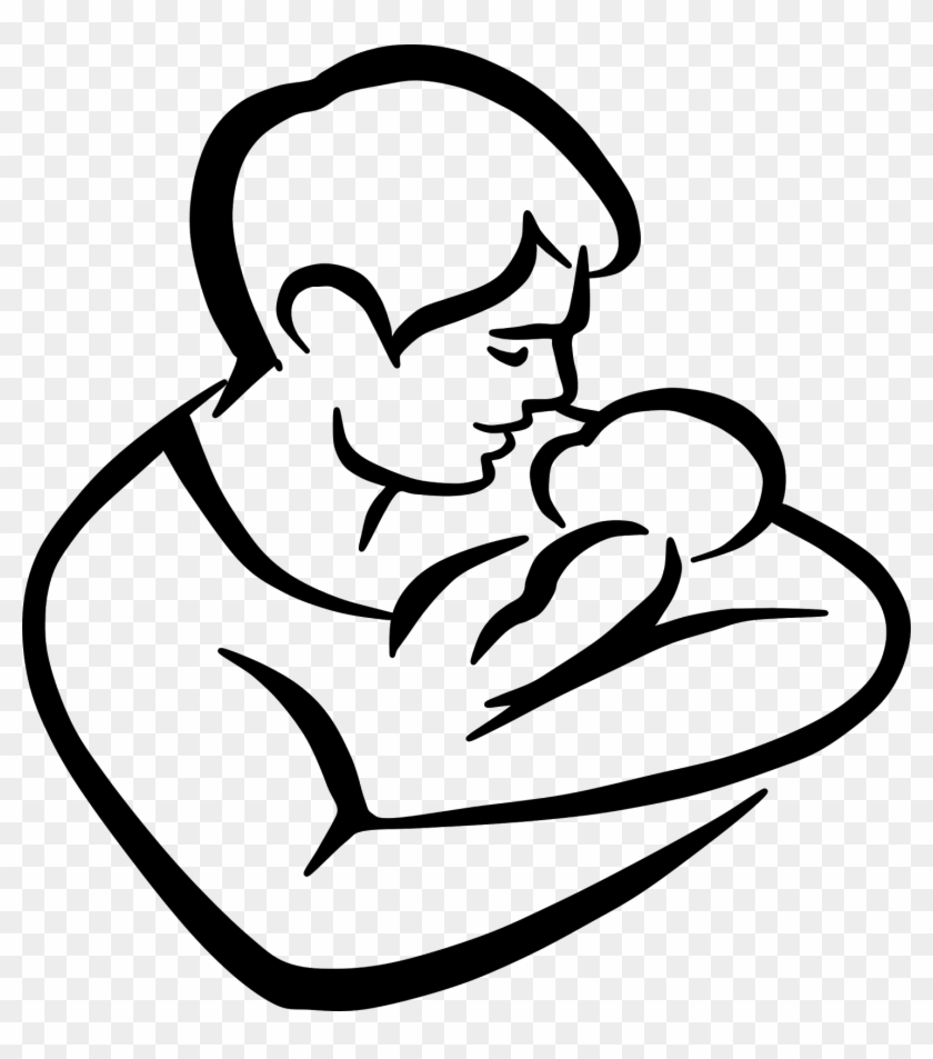 Father And Child Clipart - Dad And Baby Drawing #85996