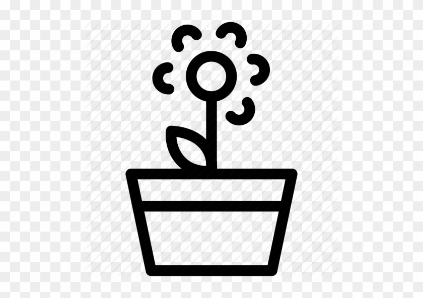 Flower Pot Outline - Garden Outline Icon Png #90312