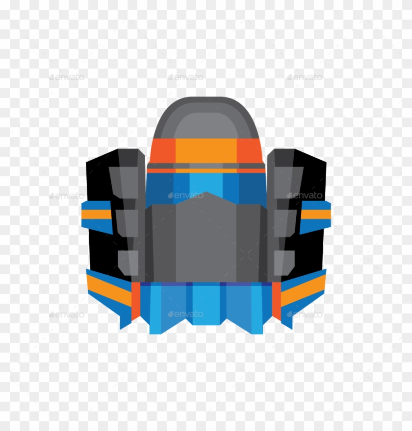 15 Flat Vector Spaceship Sprites - Illustration #506128