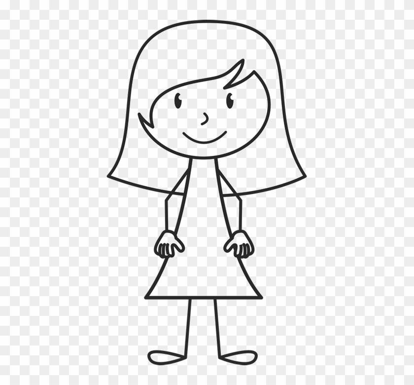 Girl Wearing Solid Dress Stamp - Stick Figure With Dress - Full Size ...