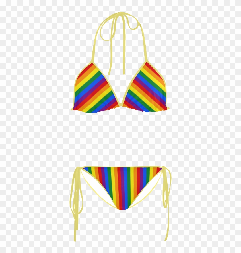 Gay Pride Rainbow Stripes Custom Bikini Swimsuit - Swimsuit #521605