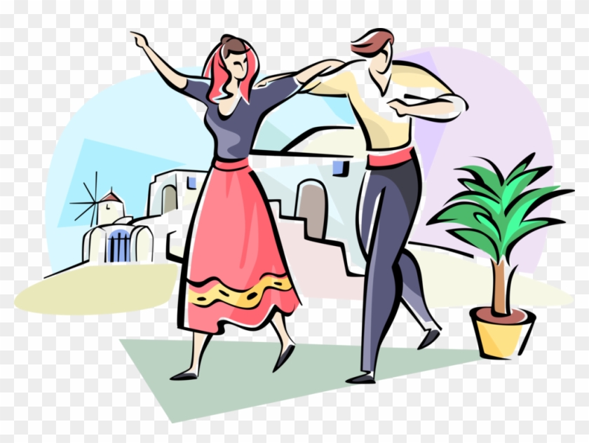 Vector Illustration Of Sirtaki Greek Folkdance Dancing - Sirtaki Vektör #522229