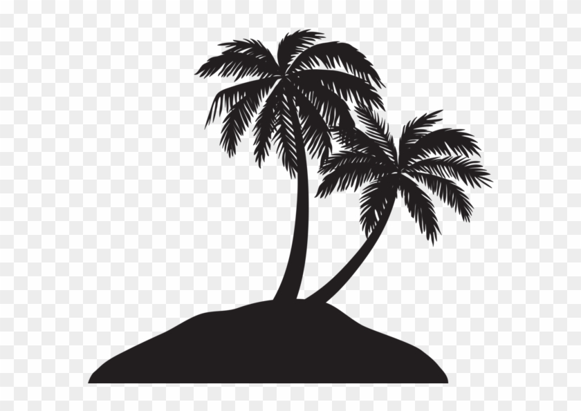 Island With Palm Trees Silhouette Png Clip Art Image - Palm Tree Clip Art #530368