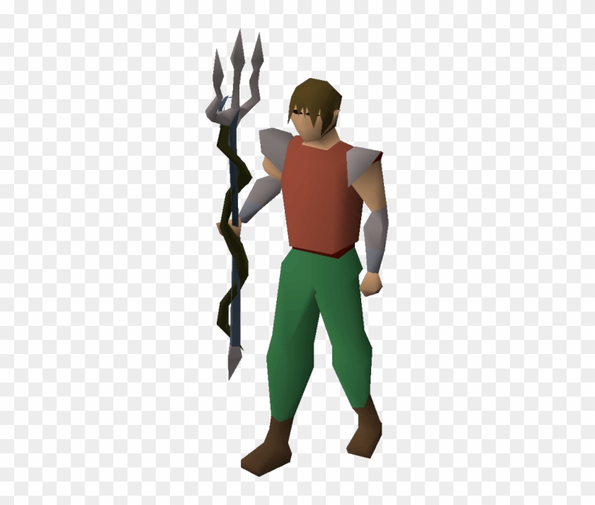 A Player Wielding The Trident Of The Seas - Gilded Old School Runescape Hasta #538386