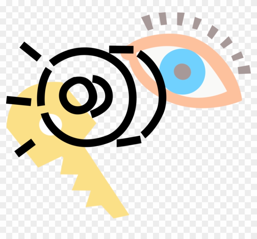 Vector Illustration Of Eyeball, Security Key, Contact - Circle #545652