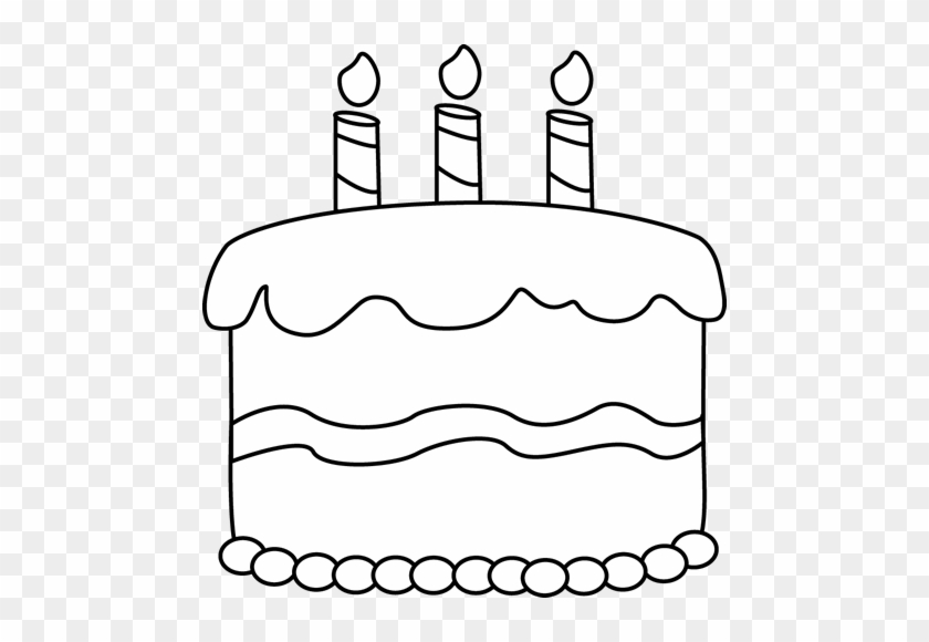 Birthday Cake Without Candles Clipart Black And White - Jelitaf