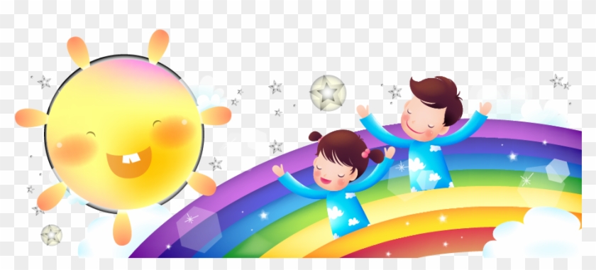 Child Cartoon Rainbow Illustration - Child Cartoon Rainbow Illustration #553085