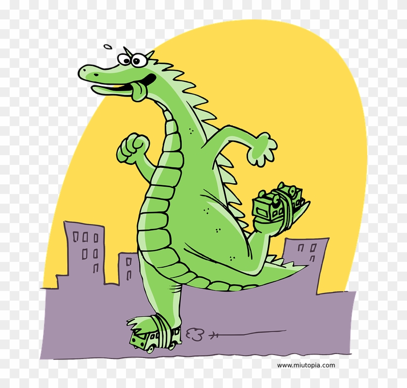 Roller Skating Clipart 26, - Godzilla #558164