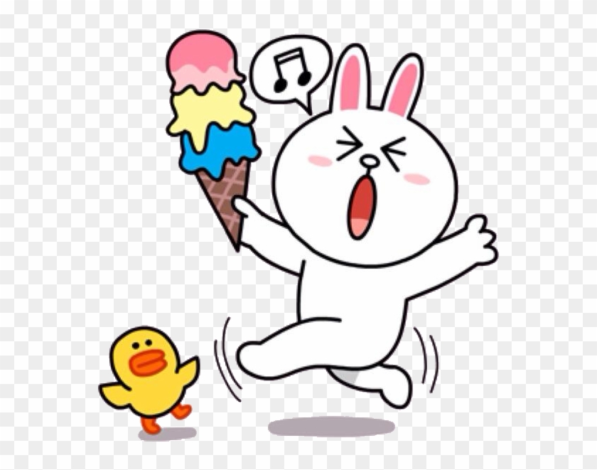 Gleeful Cony With Ice-cream Cone - Line Cony Ice Cream #560001