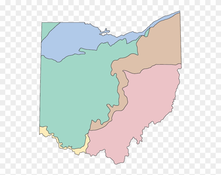 Ohio Map Showing Various Colored Regions - Land Regions Of Ohio - Full ...