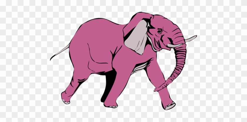 Pink Elephant Walking Vector Illustration Public Domain - Custom African Elephant Shower Curtain #581063