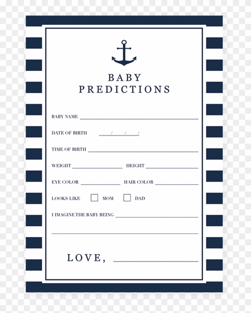 Printable Baby Shower Prediction Card For A Nautical Baby Prediction 