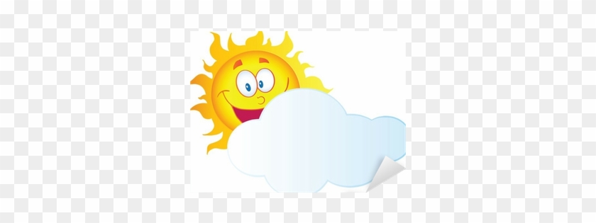 Happy Sun Cartoon Character Hiding Behind Cloud Sticker - Cartoon Cloud And Sun #587556