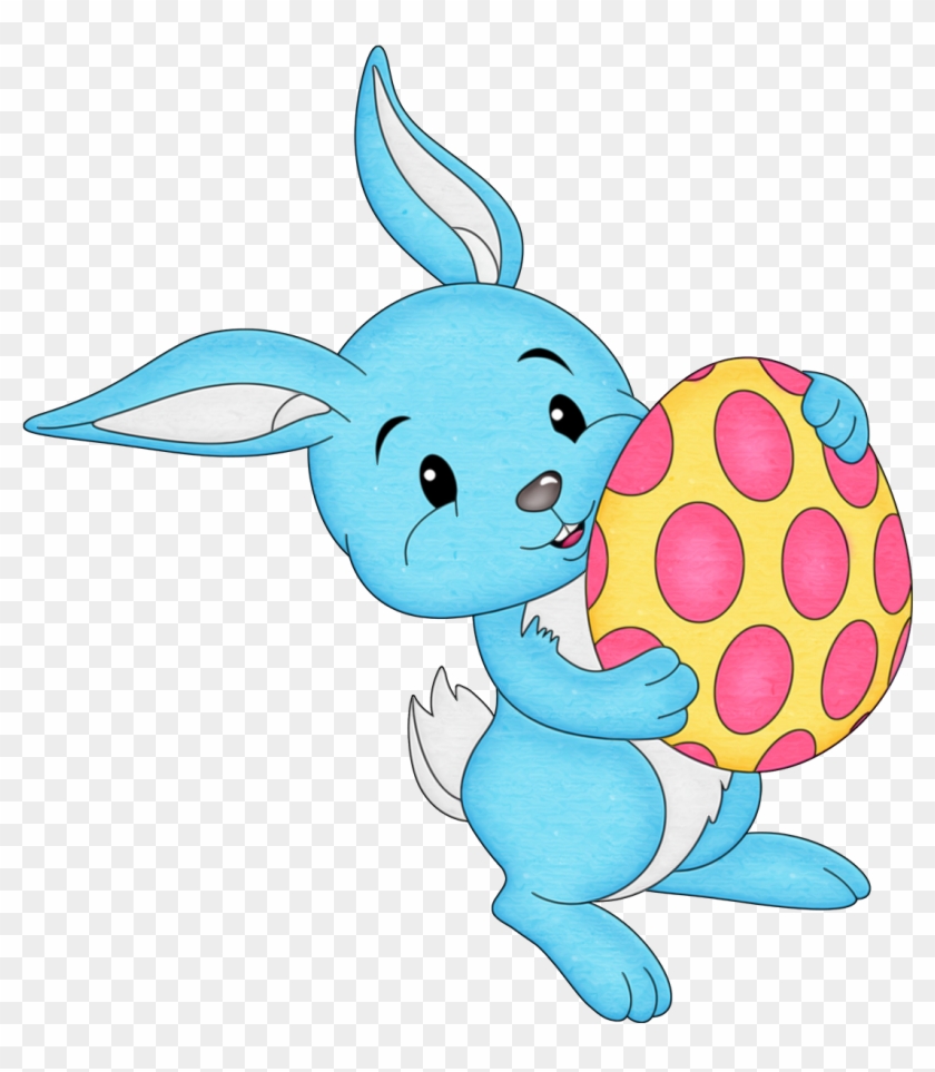 Easter Blue Bunny With Egg Transparent Png Clipart - Easter Bunny Clip Art #596609