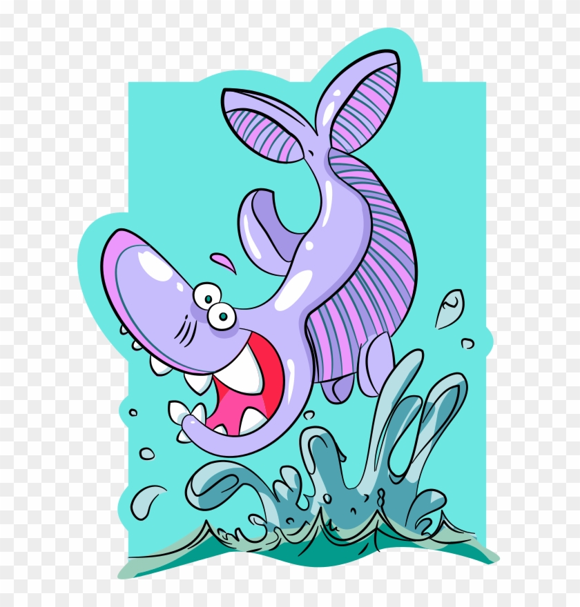Free To Use Public Domain Animals Clip Art - Funny Cartoon Shark In Ocean Custom Boys Name Tote #598781